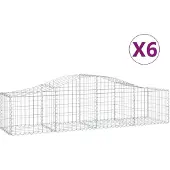 vidaXL Gabionen mit Hochbogen 6 Stk. 200x50x40/60 cm Verzinktes Eisen