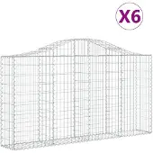 vidaXL Gabionen mit Hochbogen 6 Stk. 200x30x100/120cm Verzinktes Eisen