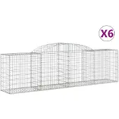 vidaXL Gabionen mit Hochbogen 6 Stk. 300x50x80/100 cm Verzinktes Eisen