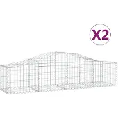 vidaXL Gabionen mit Hochbogen 2 Stk. 200x50x40/60 cm Verzinktes Eisen