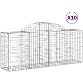 vidaXL Gabionen mit Hochbogen 10 Stk. 200x50x80/100cm Verzinktes Eisen