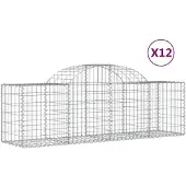 vidaXL Gabionen mit Hochbogen 12 Stk. 200x50x60/80 cm Verzinktes Eisen