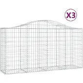 vidaXL Gabionen mit Hochbogen 3 Stk. 200x50x100/120cm Verzinktes Eisen