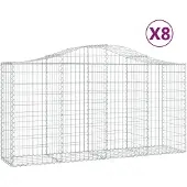 vidaXL Gabionen mit Hochbogen 8 Stk. 200x50x100/120cm Verzinktes Eisen