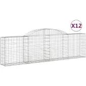 vidaXL Gabionen mit Hochbogen 12 Stk. 300x30x80/100cm Verzinktes Eisen