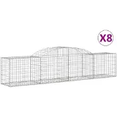 vidaXL Gabionen mit Hochbogen 8 Stk. 300x50x60/80 cm Verzinktes Eisen