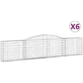 vidaXL Gabionen mit Hochbogen 6 Stk. 400x30x80/100cm Verzinktes Eisen