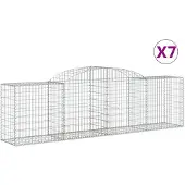 vidaXL Gabionen mit Hochbogen 7 Stk. 300x50x80/100 cm Verzinktes Eisen