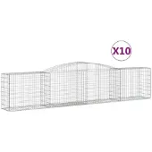 vidaXL Gabionen mit Hochbogen 10 Stk. 400x50x80/100cm Verzinktes Eisen