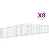 vidaXL Gabionen mit Hochbogen 8 Stk. 400x30x60/80 cm Verzinktes Eisen