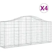 vidaXL Gabionen mit Hochbogen 4 Stk. 200x30x80/100 cm Verzinktes Eisen
