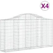 vidaXL Gabionen mit Hochbogen 4 Stk. 200x30x100/120cm Verzinktes Eisen