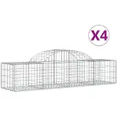 vidaXL Gabionen mit Hochbogen 4 Stk. 200x50x40/60 cm Verzinktes Eisen