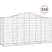 vidaXL Gabionen mit Hochbogen 10 Stk 200x50x100/120cm Verzinktes Eisen