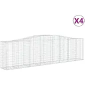 vidaXL Gabionen mit Hochbogen 4 Stk. 400x50x100/120cm Verzinktes Eisen