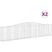 vidaXL Gabionen mit Hochbogen 2 Stk. 400x30x80/100cm Verzinktes Eisen