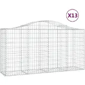 vidaXL Gabionen mit Hochbogen 13 Stk 200x50x100/120cm Verzinktes Eisen