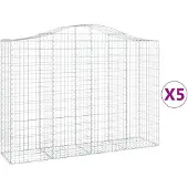 vidaXL Gabionen mit Hochbogen 5 Stk. 200x50x140/160cm Verzinktes Eisen