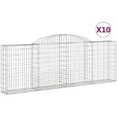 vidaXL Gabionen mit Hochbogen 10 Stk 300x30x100/120cm Verzinktes Eisen