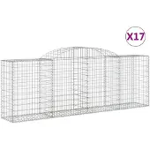 vidaXL Gabionen mit Hochbogen 17 Stk 300x50x100/120cm Verzinktes Eisen