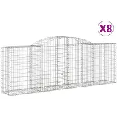 vidaXL Gabionen mit Hochbogen 8 Stk. 300x50x100/120cm Verzinktes Eisen