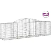 vidaXL Gabionen mit Hochbogen 13 Stk. 300x50x80/100cm Verzinktes Eisen