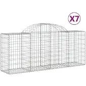 vidaXL Gabionen mit Hochbogen 7 Stk. 200x50x80/100 cm Verzinktes Eisen