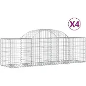 vidaXL Gabionen mit Hochbogen 4 Stk. 200x50x60/80 cm Verzinktes Eisen