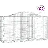 vidaXL Gabionen mit Hochbogen 2 Stk. 200x50x100/120cm Verzinktes Eisen