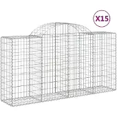 vidaXL Gabionen mit Hochbogen 15 Stk 200x50x100/120cm Verzinktes Eisen