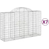 vidaXL Gabionen mit Hochbogen 7 Stk. 200x50x120/140cm Verzinktes Eisen