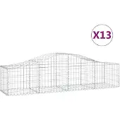 vidaXL Gabionen mit Hochbogen 13 Stk. 200x50x40/60 cm Verzinktes Eisen