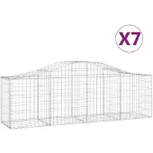 vidaXL Gabionen mit Hochbogen 7 Stk. 200x50x60/80 cm Verzinktes Eisen