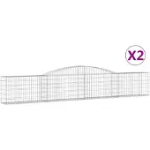 vidaXL Gabionen mit Hochbogen 2 Stk. 400x30x60/80 cm Verzinktes Eisen