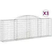 vidaXL Gabionen mit Hochbogen 3 Stk. 300x30x100/120cm Verzinktes Eisen