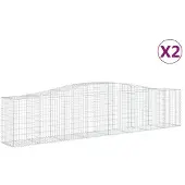 vidaXL Gabionen mit Hochbogen 2 Stk. 400x50x80/100cm Verzinktes Eisen
