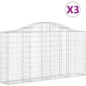 vidaXL Gabionen mit Hochbogen 3 Stk. 200x30x100/120cm Verzinktes Eisen