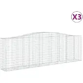 vidaXL Gabionen mit Hochbogen 3 Stk. 400x50x120/140cm Verzinktes Eisen