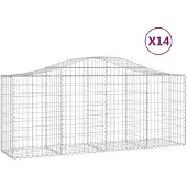 vidaXL Gabionen mit Hochbogen 14 Stk. 200x50x80/100cm Verzinktes Eisen