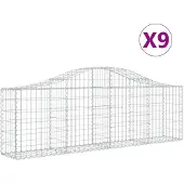 vidaXL Gabionen mit Hochbogen 9 Stk. 200x30x60/80 cm Verzinktes Eisen