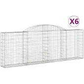 vidaXL Gabionen mit Hochbogen 6 Stk. 300x30x100/120cm Verzinktes Eisen