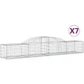vidaXL Gabionen mit Hochbogen 7 Stk. 300x50x40/60 cm Verzinktes Eisen