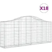vidaXL Gabionen mit Hochbogen 18 Stk. 200x30x80/100cm Verzinktes Eisen