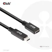 Club 3D CLUB3D USB Gen1 Type-C Extension Cable 5Gbps 60W(20V/3A) 4K60Hz M/F 2m/6.56ft, 2 m, USB C, USB C, USB 3.2 Gen 1 (3.1 Gen 1), 5 Gbit/s, Schwarz