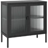 vidaXL Sideboard Schwarz 70x35x70 cm Glas und Stahl