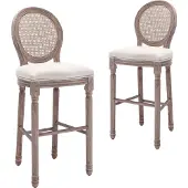 vidaXL Barhocker 2 Stk. Weiß Leinen