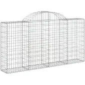 vidaXL Gabione mit Hochbogen 200x30x100/120 cm Verzinktes Eisen