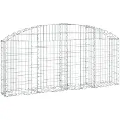 vidaXL Gabione mit Hochbogen 200x30x80/100 cm Verzinktes Eisen