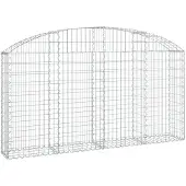 vidaXL Gabione mit Hochbogen 200x30x100/120 cm Verzinktes Eisen