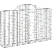 vidaXL Gabione mit Hochbogen 200x30x120/140 cm Verzinktes Eisen